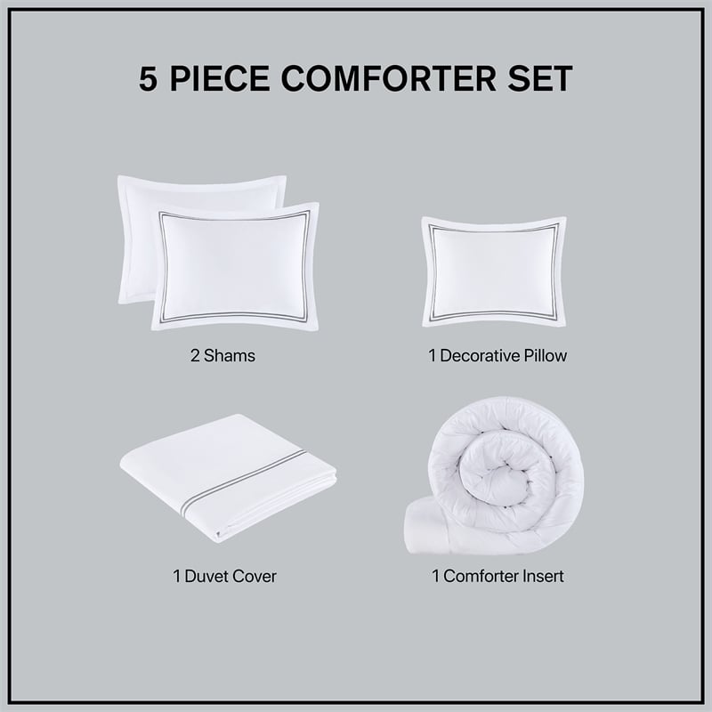 Olliix Madison Park Signature 500 Thread Count Full/Queen Comforter Set in White