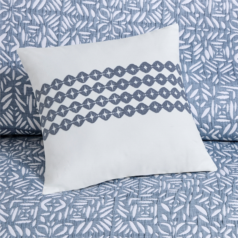 Olliix Madison Park Signature Harmony Full/Queen Quilt Set Cotton in Blue