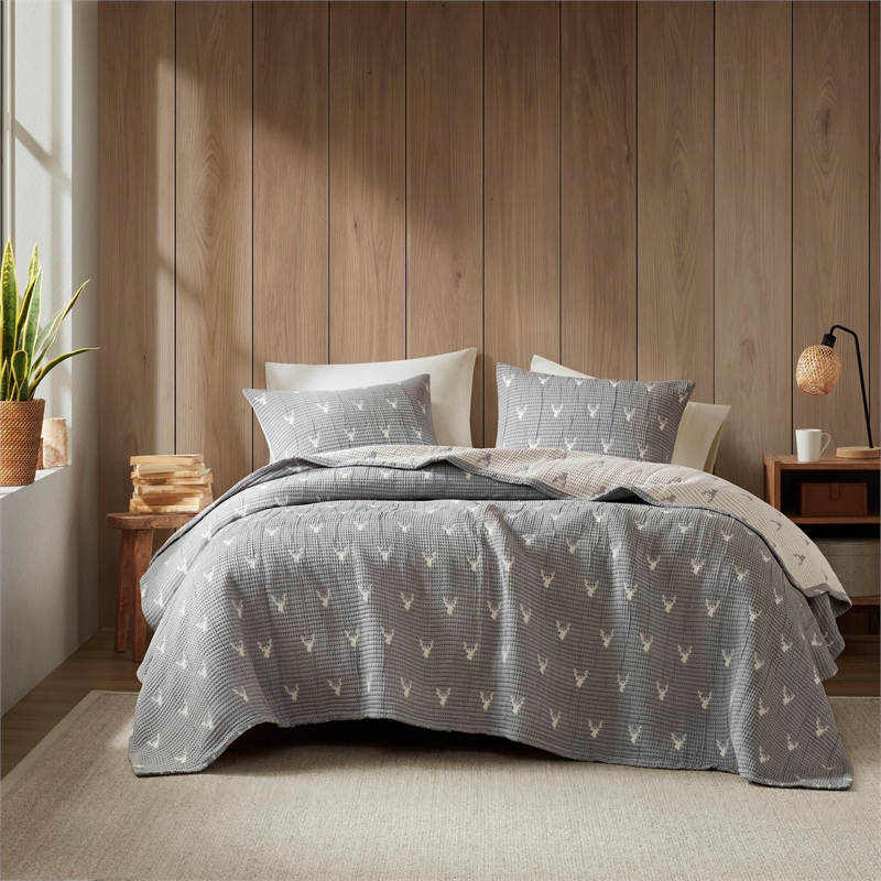 Olliix Woolrich Keystone Full/Queen Coverlet Set Polyester in Grey
