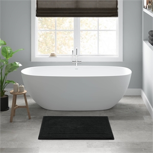 Olliix Madison Park Signature Splendor 24x60&quot Bath Rug Cotton in Black