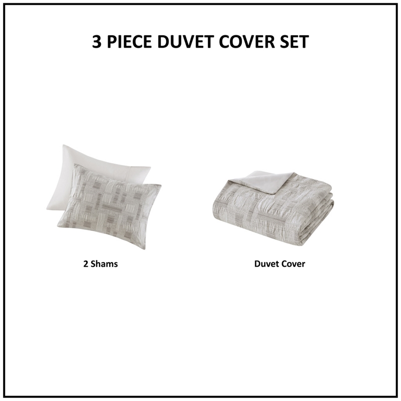 Olliix INK+IVY Cairo King/Cal King Duvet Mini Set Cotton in Ivory