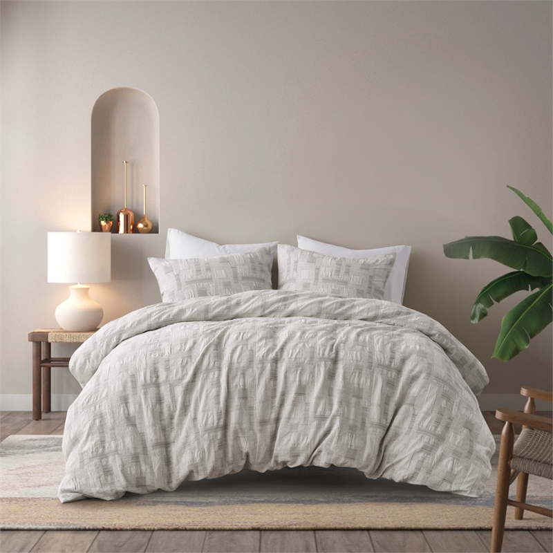 Olliix INK+IVY Cairo King/Cal King Duvet Mini Set Cotton in Ivory