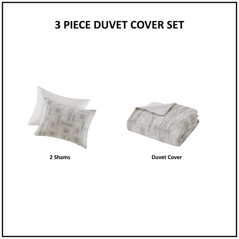 Olliix INK+IVY Cairo Full/Queen Duvet Mini Set Cotton in Ivory