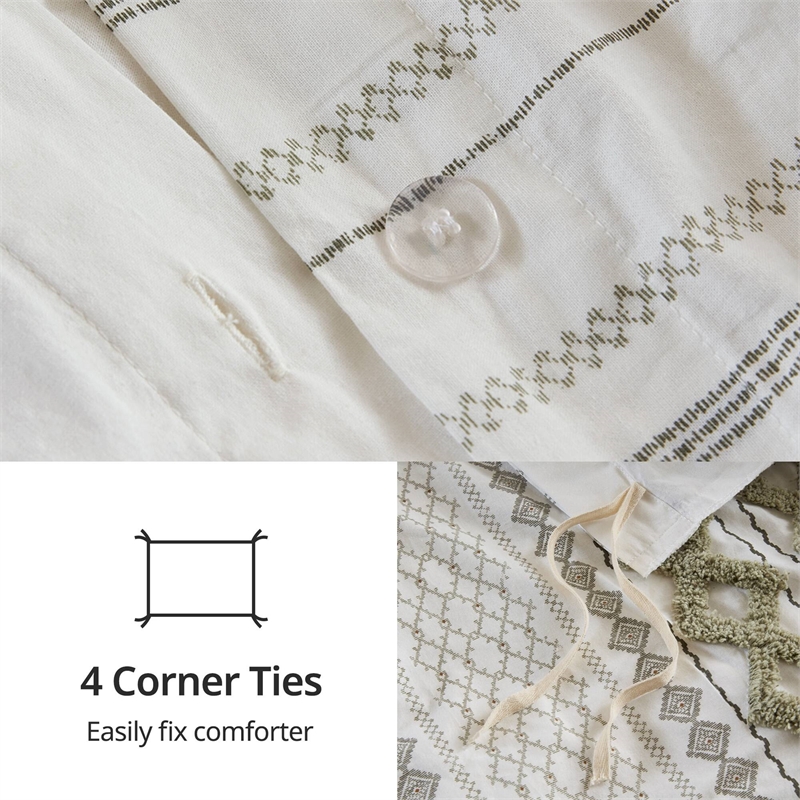 Olliix INK+IVY Imani King/Cal King Duvet Mini Set Cotton in Sage/Ivory