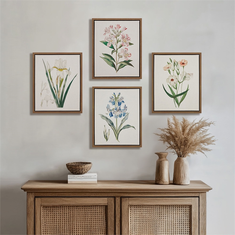 Olliix Madison Park Herbal Botany Set of 4 Wall Art Set in Green