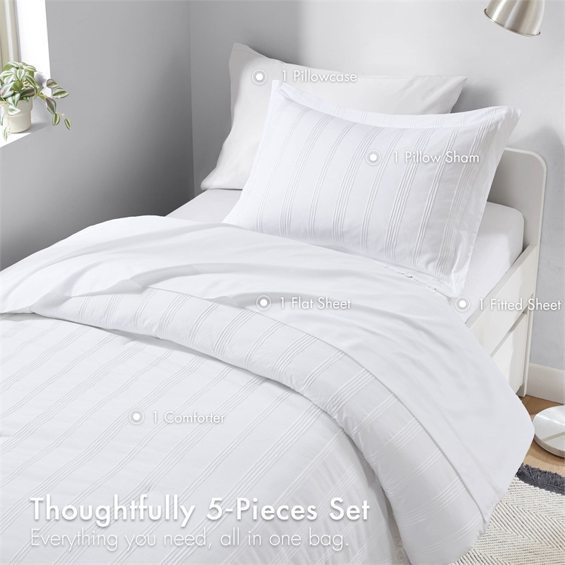 Olliix Super Listing Logan Twin/Twin XL Duvet Set Polyester in White