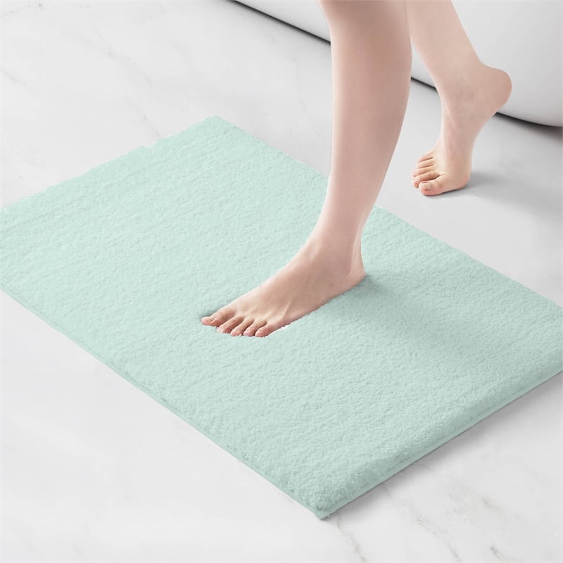 Olliix Madison Park Signature Marshmallow Contour Bath Rug Polyester in Seafoam