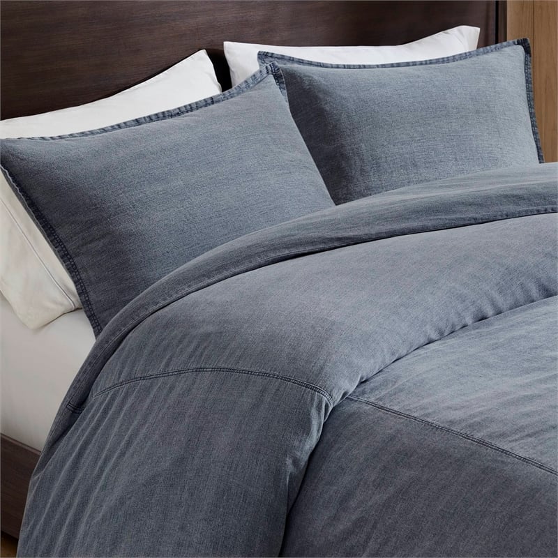 Olliix Woolrich Mckenzie King/Cal King Duvet Mini Set Cotton in Blue