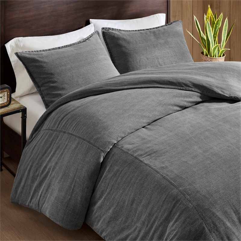 Olliix Woolrich Mckenzie King/Cal King Duvet Mini Set Cotton in Grey