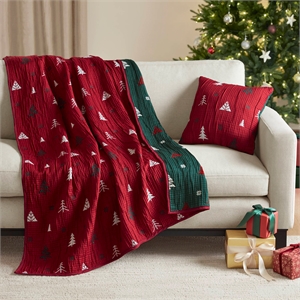 Olliix Madison Park Winter 50x60&quot Throw Set Polyester in Red