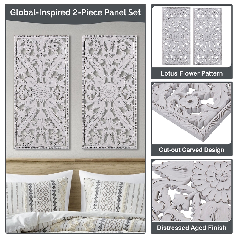 Olliix Madison Park Botanical Panel Set of 2 Wall Decor Set MDF in Antique Brown