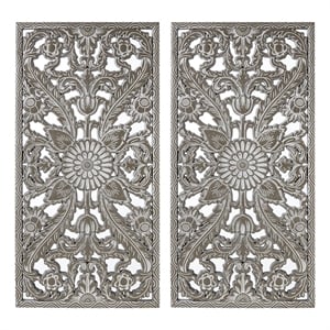 Olliix Madison Park Botanical Panel Set of 2 Wall Decor Set MDF in Antique Green