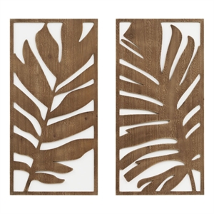 Olliix Madison Park Birch Botanical Wall Decor Set MDF/Wood in Monstera