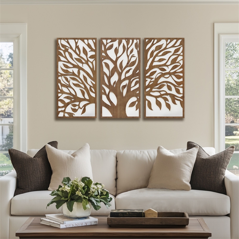 Olliix Madison Park Birch Botanical Wall Decor Set MDF/Wood in Tree of Life