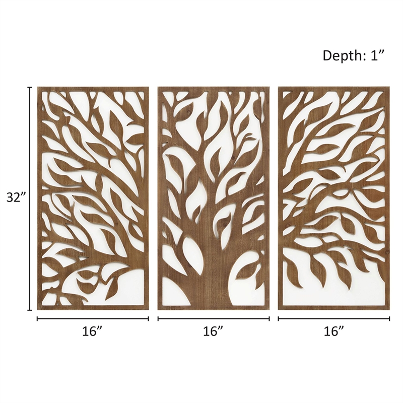 Olliix Madison Park Birch Botanical Wall Decor Set MDF/Wood in Tree of Life