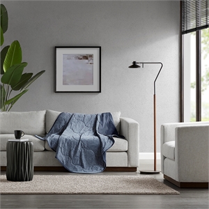 Olliix Sharper Image Cooling Touch 50x60&quot Throw Polyester in Navy