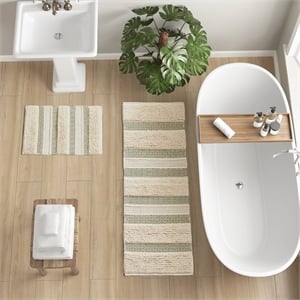 Olliix INK+IVY Asher 20x32&quot Bath Rug Cotton in Sage Green