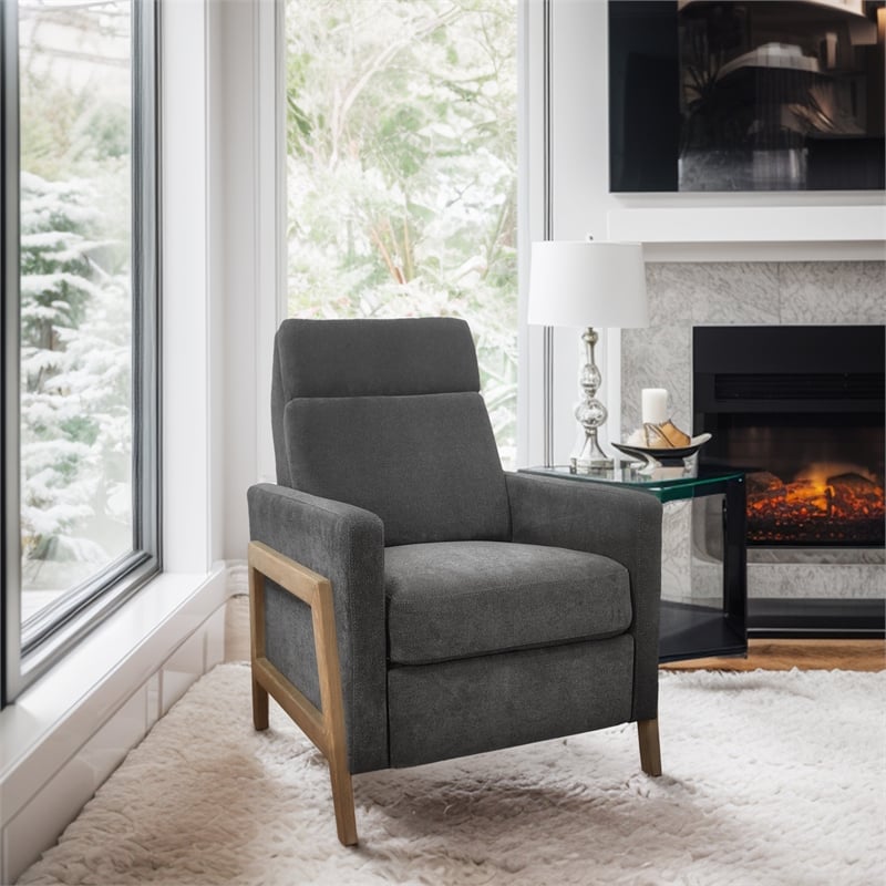 Olliix Chapel Hill Luna Recliner Wood/Plywood/Fabric in Grey