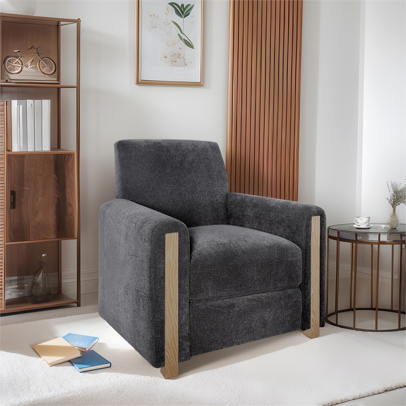 Olliix Chapel Hill Scarlett Recliner Wood/Plywood/Fabric in Grey