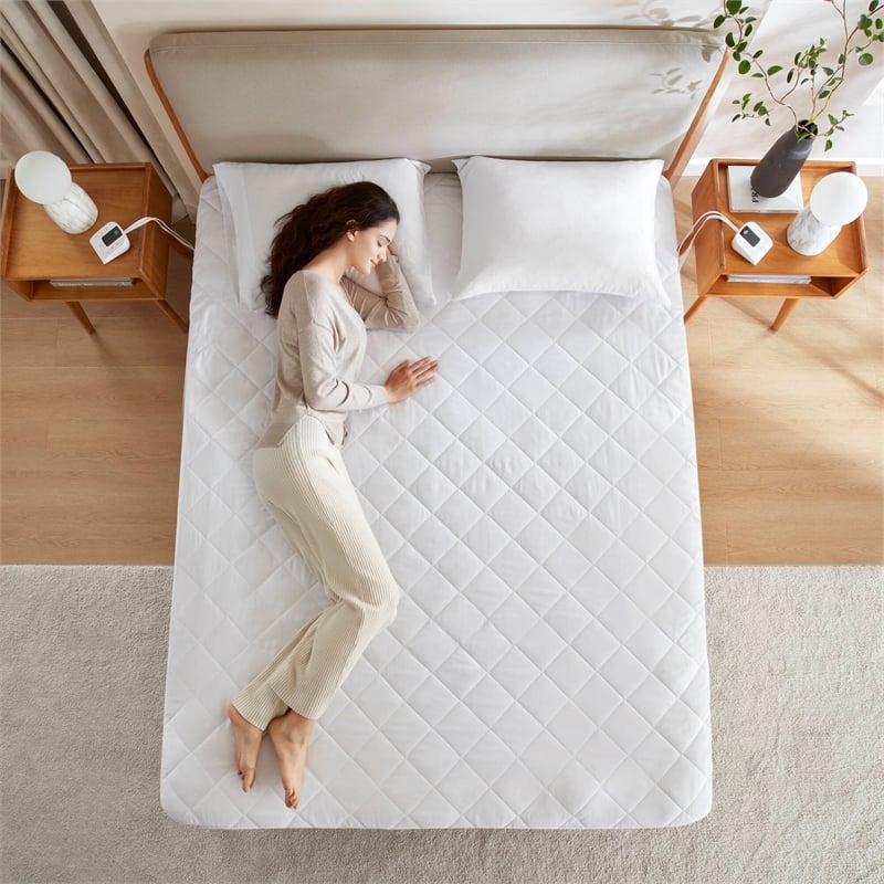 Olliix Serta Microfiber Zoned Queen Mattress Pad Microfiber in White