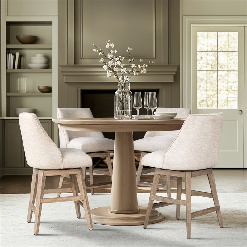 Olliix Martha Stewart Winfield Bar Stool Wood/Plywood/Fabric in Cream