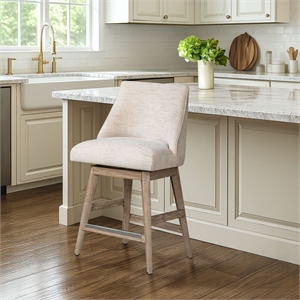 Olliix Martha Stewart Winfield Bar Stool Wood/Plywood/Fabric in Cream