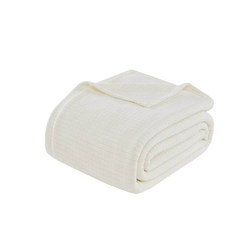 Olliix True North by Sleep Philosophy Microfleece Full/Queen Blanket in Ivory