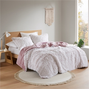 Olliix Intelligent Design Malea King/Cal King Comforter Mini Set in Pink/White