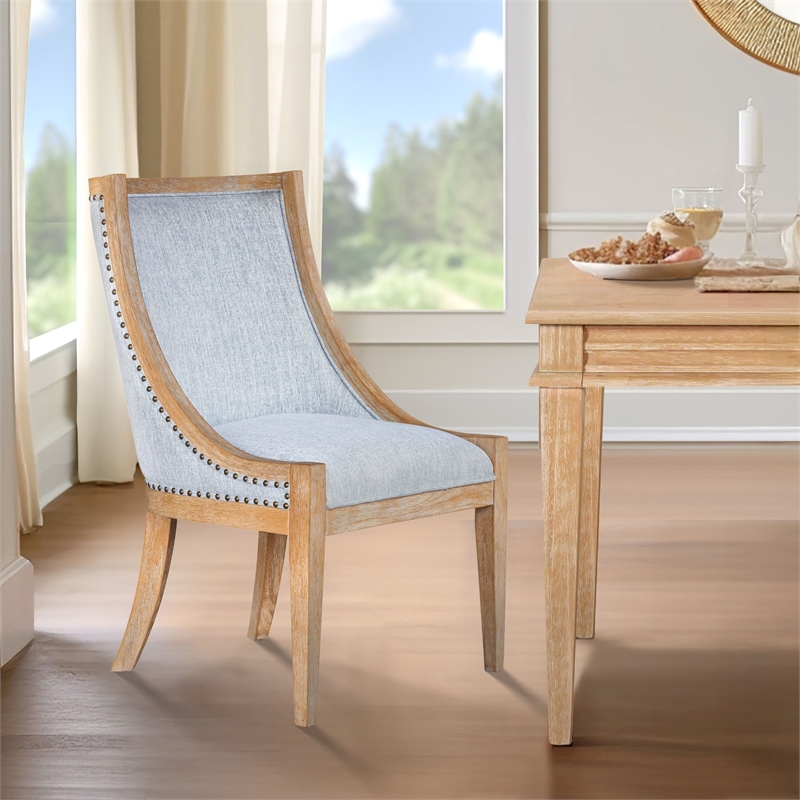 Olliix Martha Stewart Elmcrest Dining Chair Wood/Plywood/Fabric in Light Blue