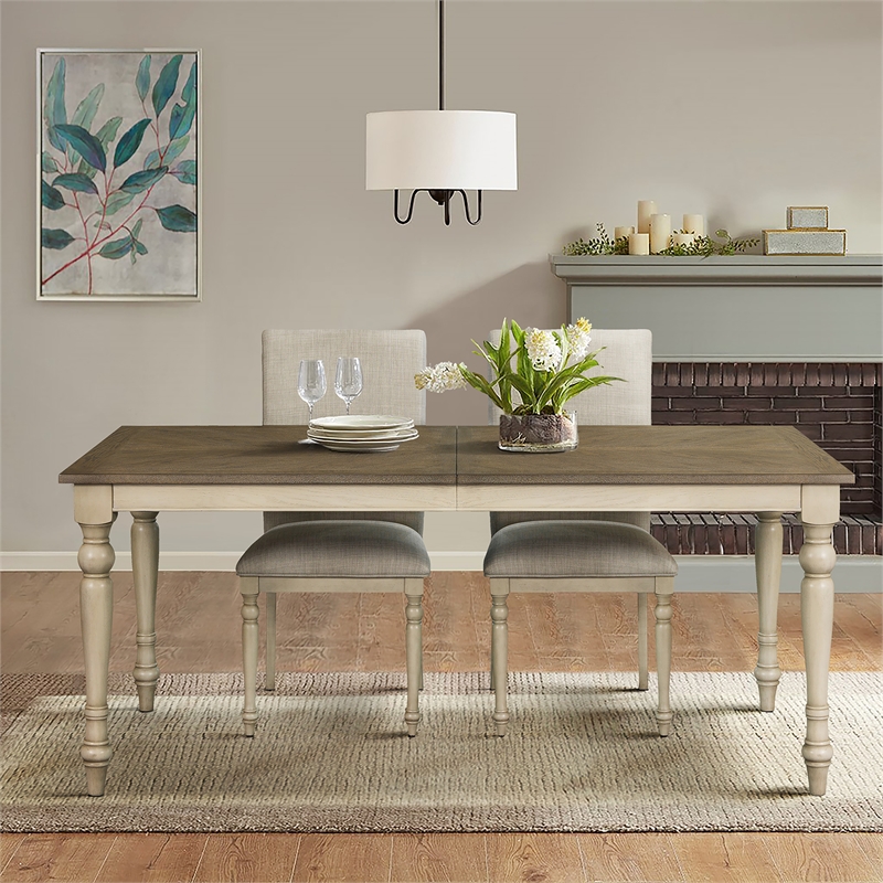 Olliix Martha Stewart Fiona 5-Piece Dining Set in Brown/Distressed White