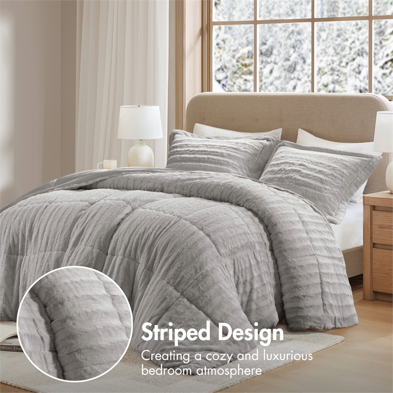 Olliix Madison Park Duke King/Cal King Comforter Mini Set Polyester in Grey