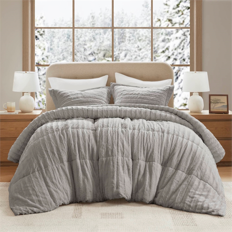 Olliix Madison Park Duke King/Cal King Comforter Mini Set Polyester in Grey