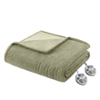 Olliix Serta Dream Soft Heated Queen Blanket Faux Feathersoft in Sage