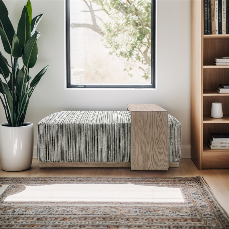 Olliix Chapel Hill Peggy Ottoman Wood/Plywood/Fabric in Stripe/Multi