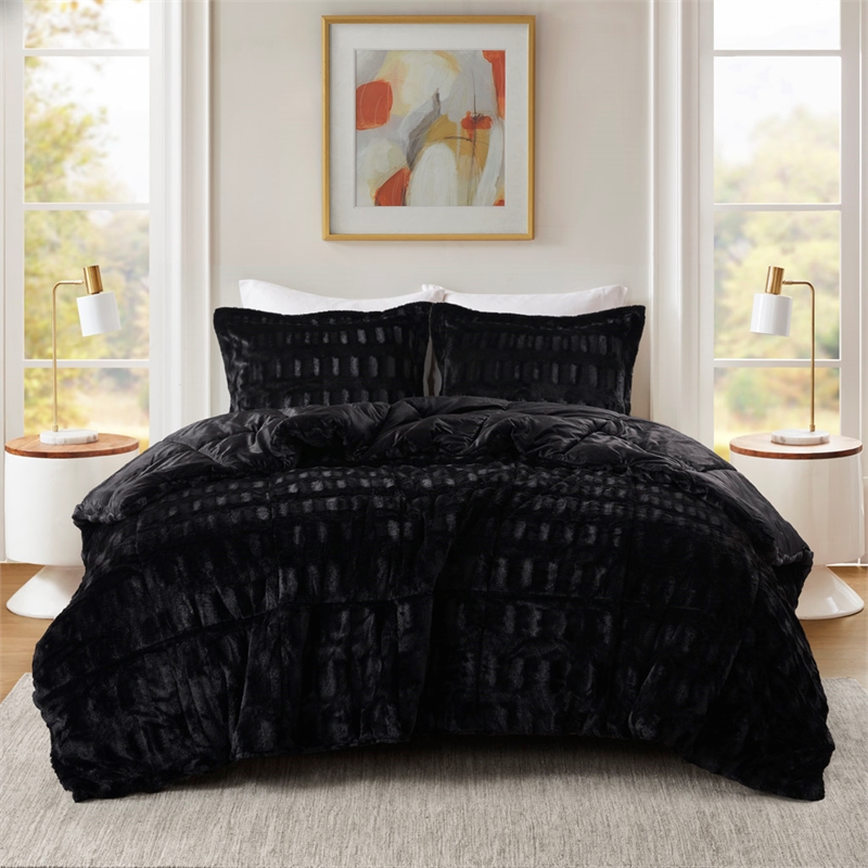 Olliix Madison Park Gia Full/Queen Comforter Mini Set Polyfiber in Black