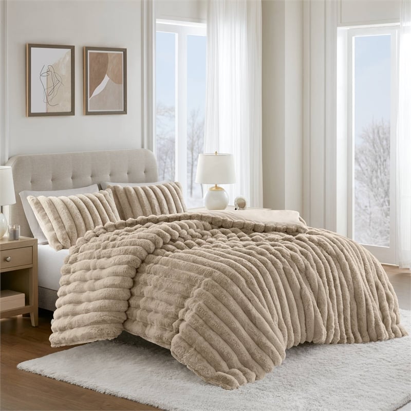 Olliix Madison Park Jasmine Full/Queen Comforter Mini Set Polyester in Taupe