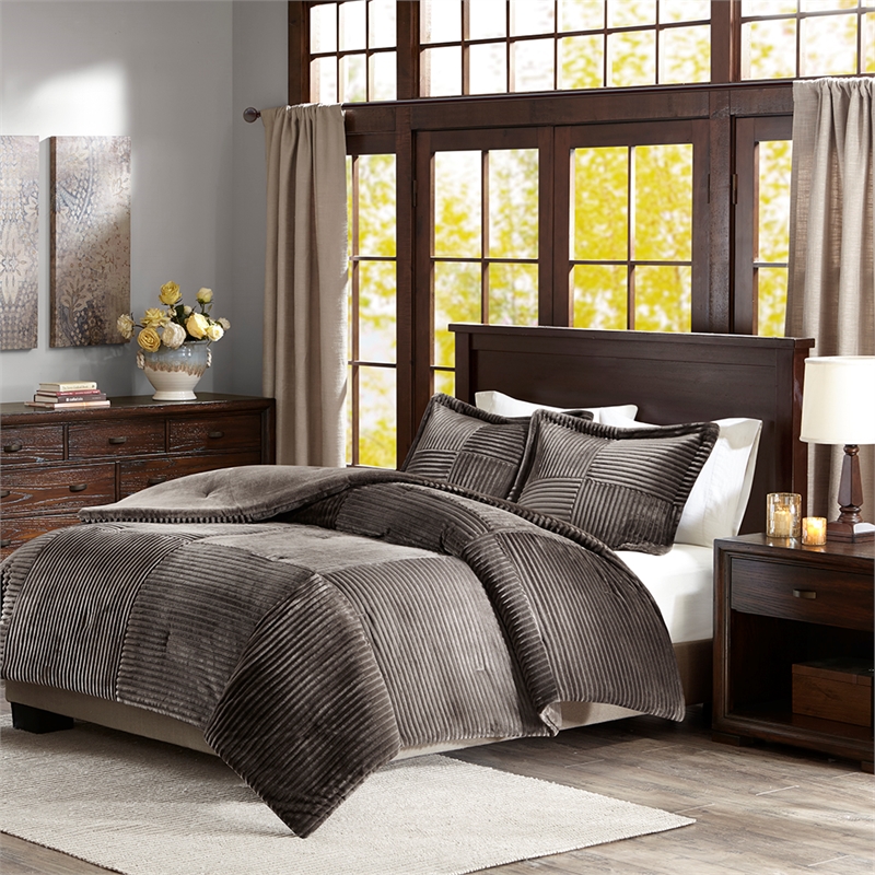 Olliix Madison Park Parker King/Cal King Comforter Mini Set Polyester in Grey
