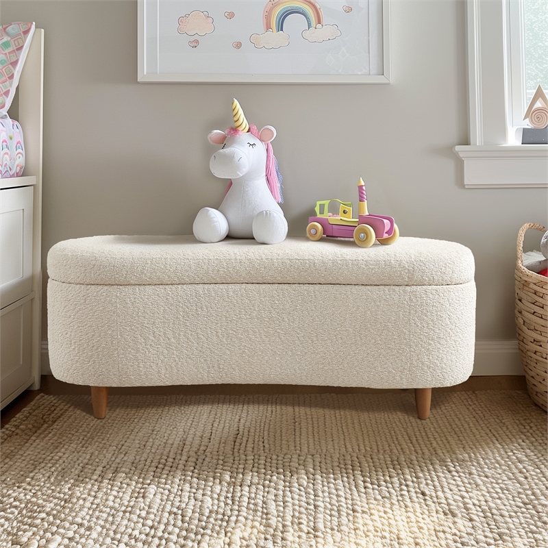 Olliix INK+IVY Bailey Bench Wood/Plywood/Fabric in Cream
