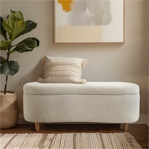 Olliix INK+IVY Bailey Bench Wood/Plywood/Fabric in Cream