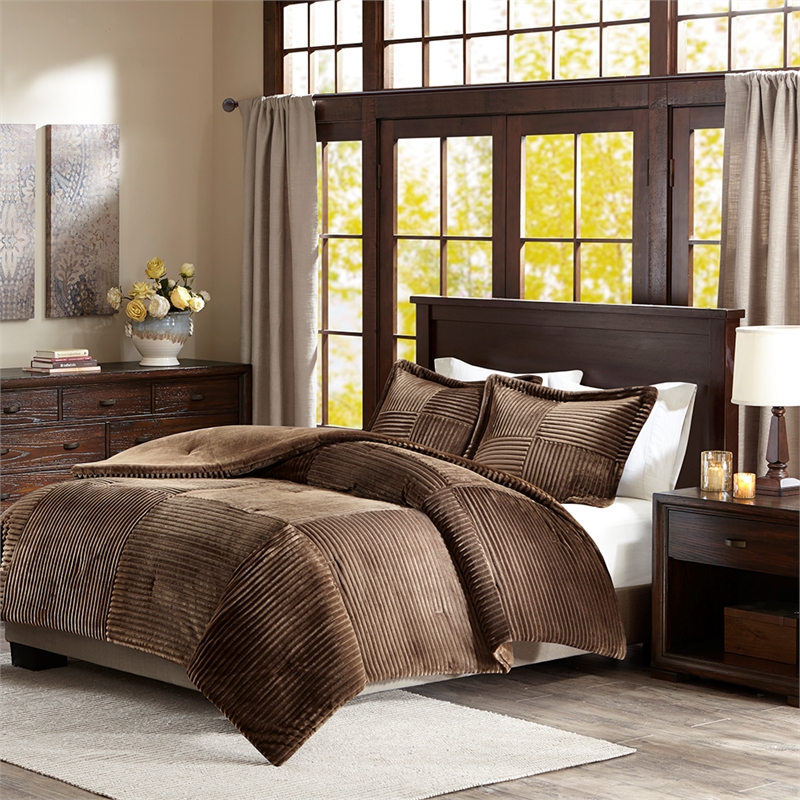 Olliix Madison Park Parker King/Cal King Comforter Mini Set Polyester in Brown