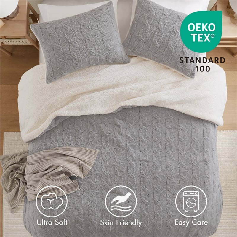 Olliix Madison Park Riordan King/Cal King Comforter Mini Set Polyester in Gray