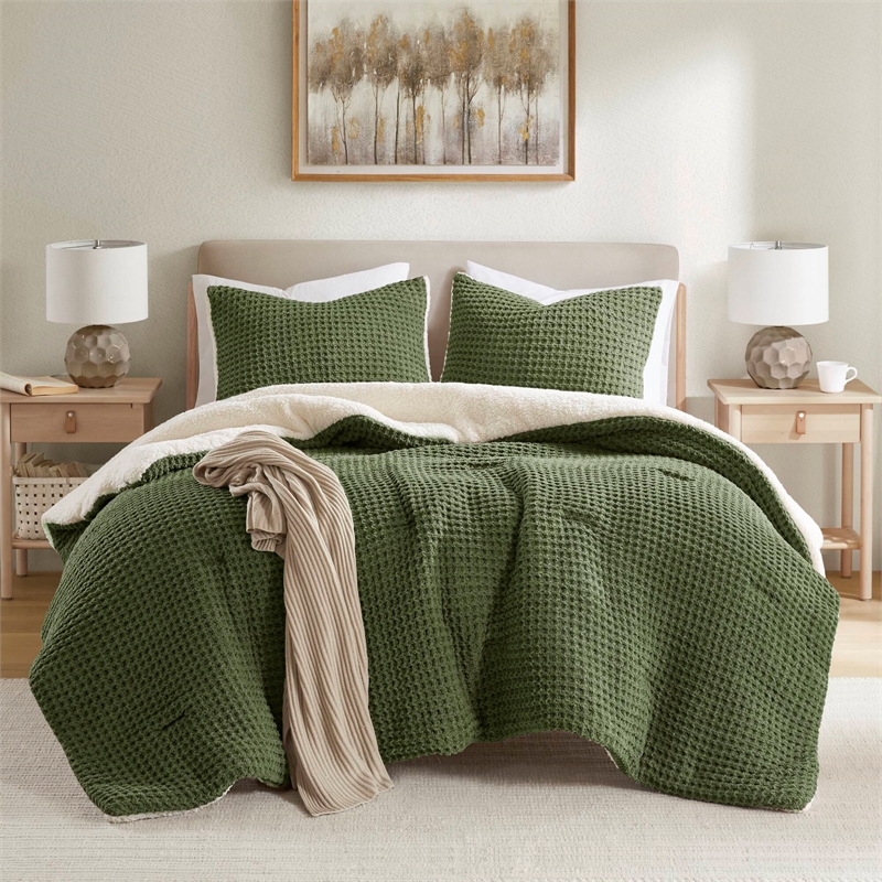 Olliix Madison Park Riordan Full/Queen Comforter Mini Set Polyester in Olive