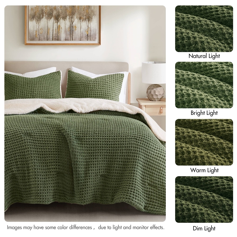 Olliix Madison Park Riordan Full/Queen Comforter Mini Set Polyester in Olive