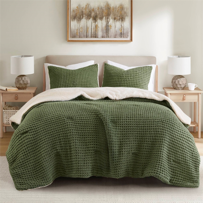 Olliix Madison Park Riordan King/Cal King Comforter Mini Set Polyester in Olive
