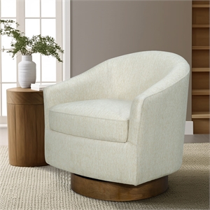 Olliix Madison Park Ashton Swivel Chair Wood/Plywood/Fabric in Cream