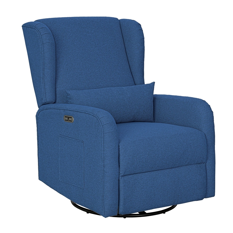 Olliix Madison Park Candace Recliner Wood/Plywood/Fabric in Blue