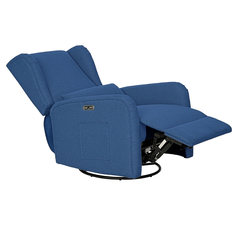 Olliix Madison Park Candace Recliner Wood/Plywood/Fabric in Blue