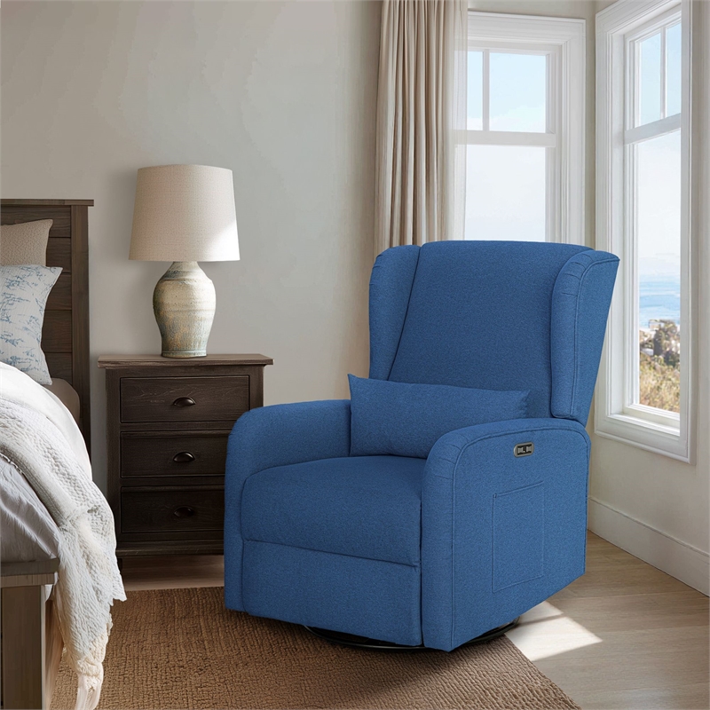 Olliix Madison Park Candace Recliner Wood/Plywood/Fabric in Blue