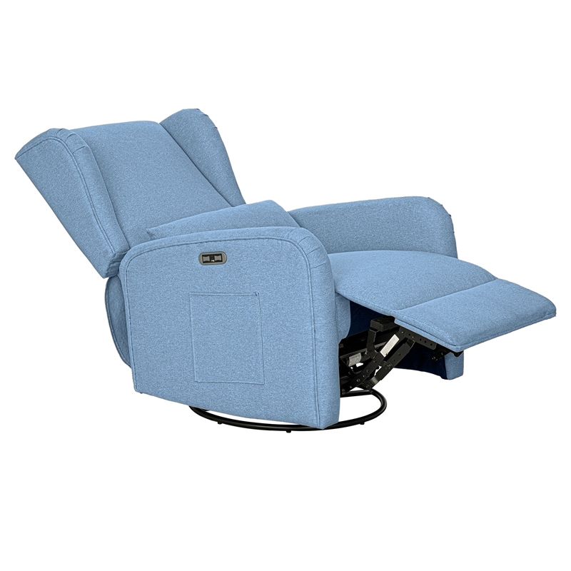 Olliix Madison Park Candace Recliner Wood/Plywood/Fabric in Light Blue