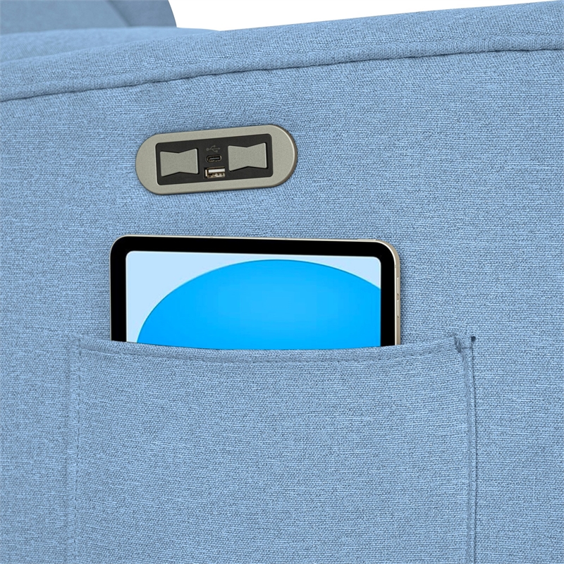 Olliix Madison Park Candace Recliner Wood/Plywood/Fabric in Light Blue